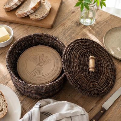 Eangee Home Design Bread Warmer Round Wheat Shock Lidded Brown