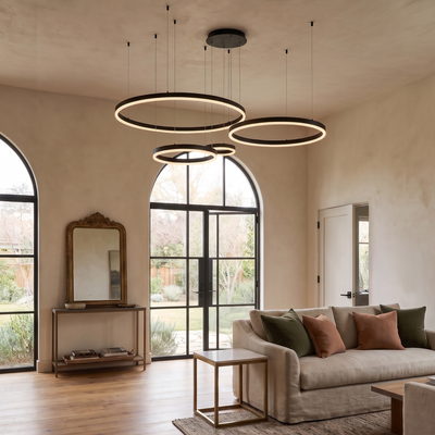 Charlotte   Modern Chandelier   Gold / 5 Rings / Warm White (3000k)   Living Room Lighting   MOD LIGHTING