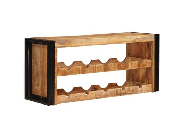 XHNIFBN Weinregal Wandmontage 100x45x33cm aus Massivholz Mangoholz Braun Rustikales Flaschenregal für Esszimmer und Küche, gefertigt aus echtem Holz mit stabilem Metallrahmen für Ihre Weinsammlung.