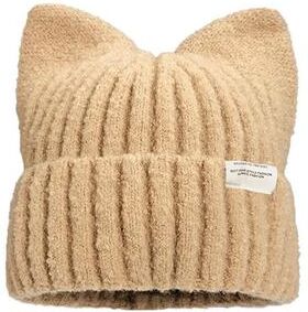 Silver Stone Store Cute Cat Ears Beanie For Women, Winter Warmth And Style, Soft Knitted Ear Protection khaki