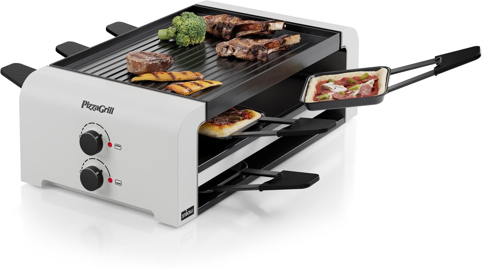 STÖCKLI Raclette "6 Personen", weiss (schwarz, weiß), Raclettes, Raclette schwarz, weiß Einheitsgröße