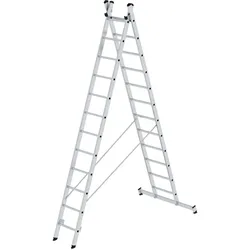 Munk, Leiter + Gerüst, Sprossen-Mehrzweckleiter 2-teilig mit nivello-Traverse 2x12 Sprossen (Mehrzweckleiter, 614 cm)