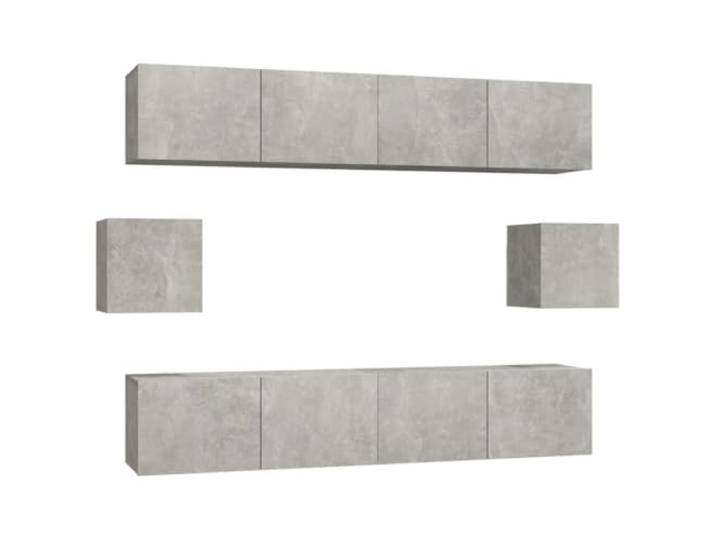 LMTYOENFG 6-TLG. TV-Schrank-Set Wandmontage Betongrau Holzwerkstoff Flexibles Hängeboards-Set in Betongrau für Wohnzimmer und Schlafzimmer. Schafft Ordnung durch verdeckten Stauraum.