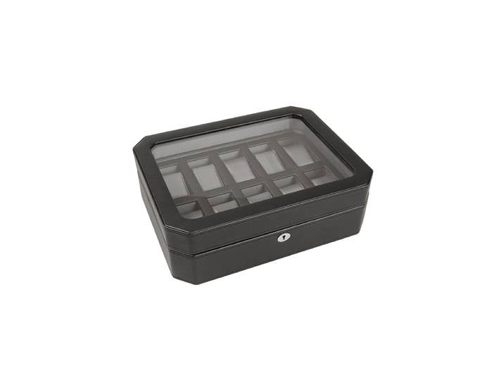 Uhrenbox „Windsor“ für 10 Armbanduhren Leder Schwarz WOLF
