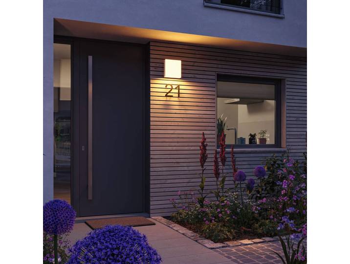 Paulmann LED-Außenwandleuchte Azalena ZigBee, 2200K, weiß Azalena, dimmbar, weiß / opal, Aluminium, Smart Home Wandleuchte außen