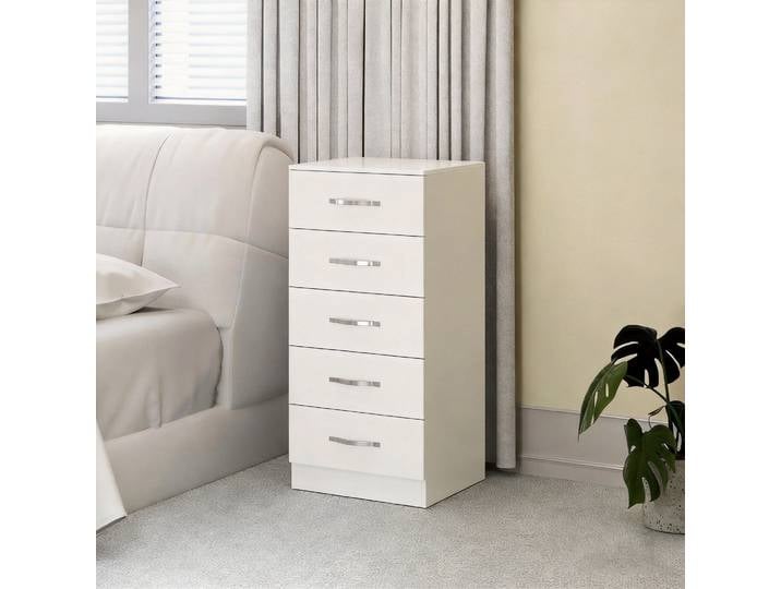 HOMCOM Commode Moderne 5 Tiroirs 40x35x85 cm Blanc