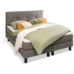 Ergodream Boxspringbett Lund 140 x 200 cm Stoff Grau Anthrazit