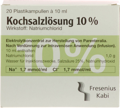 Fresenius Kabi Deutschland GmbH KOCHSALZLÖSUNG 10% Infusionslösungskonzentrat 20X10 ml 00817474