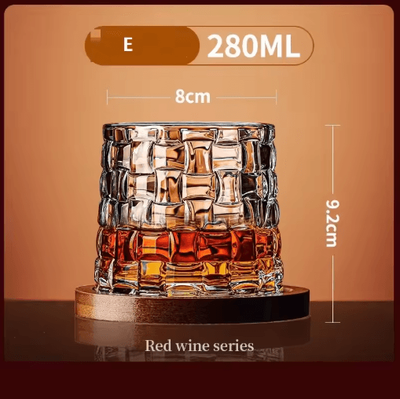 Inspire Picks Rotating Base Crystal Whiskey Glass Spinning Tumbler For Whiskey Wine And Brandy e 2pc