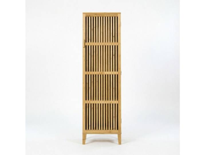 ROVRYN Colonne de rangement en bambou naturel 40 x 30 x 140 cm portes à lattes 4 étagères