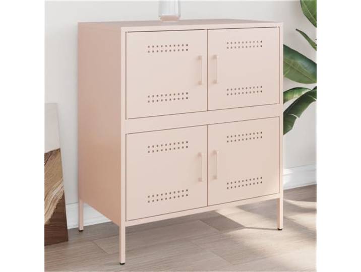 HEFZGDB Robustes Sideboard mit Stahlgestell im Industrie-Stil für Wohnzimmer und Schlafzimmer Einrichtung mit Vier Fächern für reichlich Stauraum, Modernes Sideboard Rosa 68x39x79 cm,