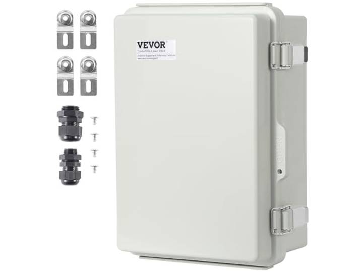 VEVOR Boîte de jonction électrique\, 430x330x180 mm boîtier électrique plastique ABS couvercle à charnière\, loquet en acier inoxydable\, étanche IP67 à la poussière pour projets électriques extérieurs