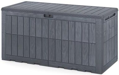 Costway 120 Gal Outdoor Deck Box with Lid and Handles for Garden Tools-Grey