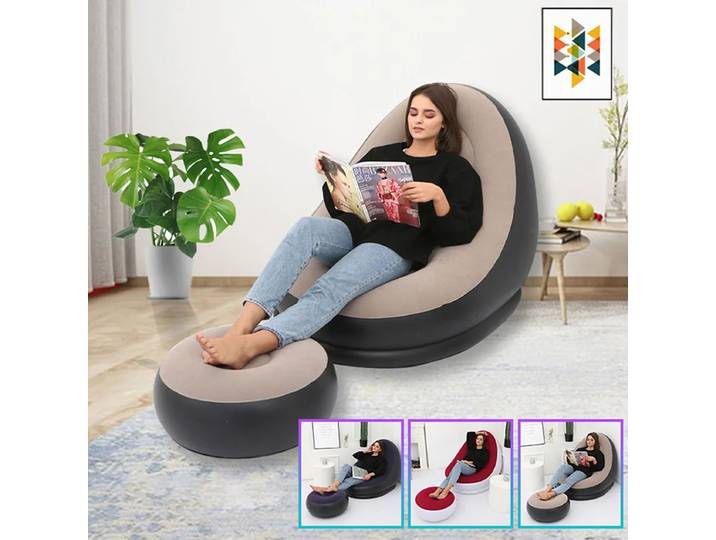 Canapé gonflable pour personne paresseuse, inclinable et pliable, pour l'extérieur, avec étriers, combinaison de canapé, ensemble de chaises longues pour déjeuner