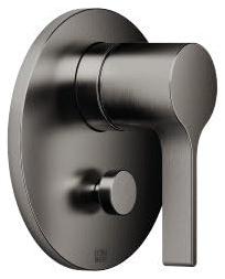 Einhand-Einbaubatterie mit Umstellung, Abdeckplatte D. 150 mm, dunkel Platinamat