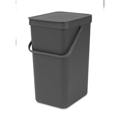 Brabantia Abfallsammler mit Stay-open Deckel | 16 Liter, HxBxT 40x27,9x22cm | Kunststoff | Dunkelgrau