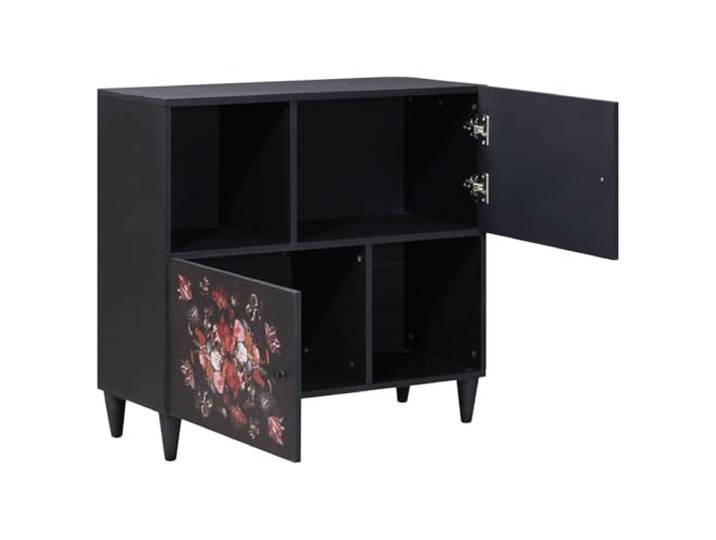 HKQWPBF Stauraumschrank Mehrfarbig 80 x 33,5 x 75 cm Massivholz Mango Florales Muster, Messingknöpfe, Türen, Medienzubehör, Bücher, Deko, trocken abwischbar