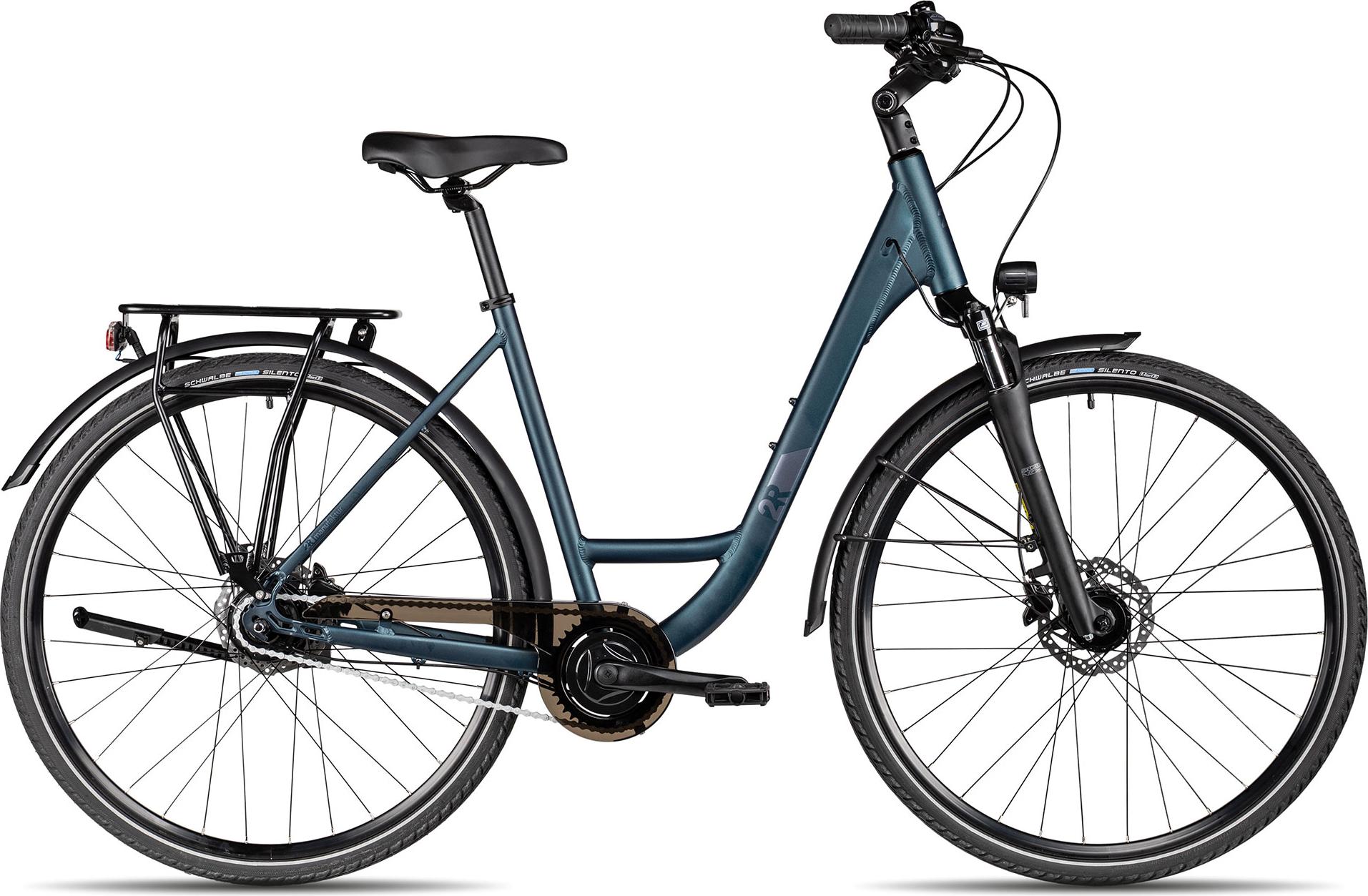 2R Manufaktur TRX ONE Wave komfortables Damen-Citybike mit Tiefeinstieg 28 Zoll Dunkelblau 51 cm
