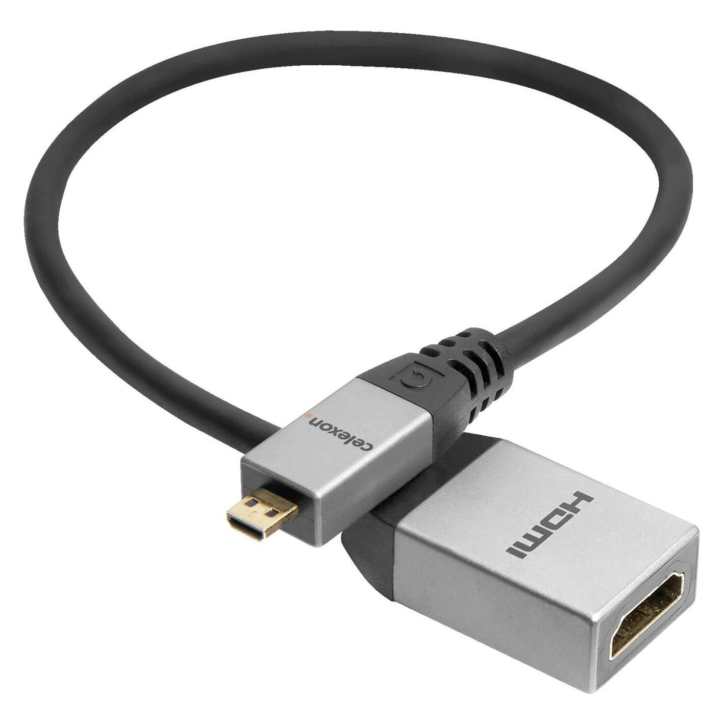 Celexon Micro HDMI auf HDMI M/F Adapter mit Ethernet - 2.0a/b 4K 0,25m - Professional Line (HDMI, Micro HDMI, 25 cm) (22992616)