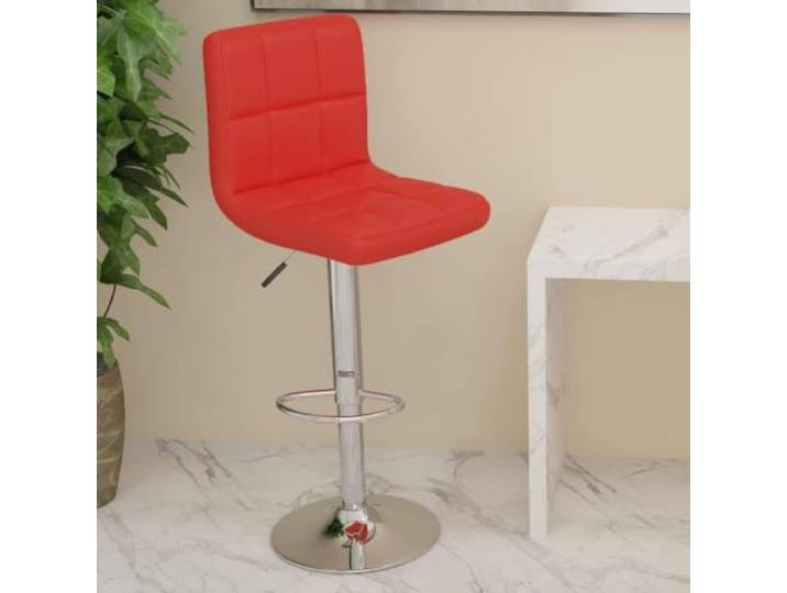 Barhocker Rot Kunstleder mit Gasdruckfeder, verchromter Stahl, 360 Grad