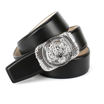 Ledergürtel ANTHONI CROWN, Damen, Gr. 75, schwarz, Leder, unifarben, Gürtel Ledergürtel, mit silberfarbener Schließe "Tiger"