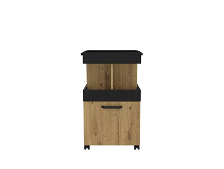 FORTE HOME BAR Barschrank mit Rollen und 1 Tür, Holzwerkstoff, Artisan Eiche / Schwarzeiche, 50.2 x 88.5 x 41 cm