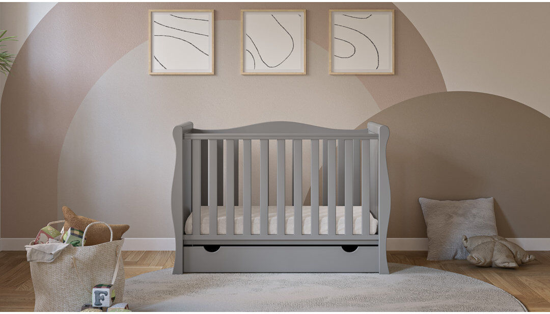 VICULII Willow Mini Cot Bed with Mattress 120x60x10cm Grey Standard