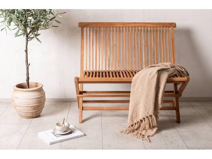 Gartenbank Doka - Praktisch klappbar aus Teakholz - Natur - Luxusbetten24