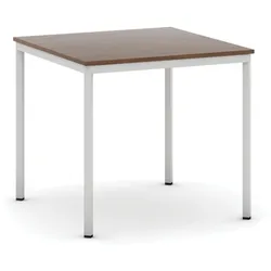 Esstisch BASIC, 80x80 cm, graues Metallgestell, Nussbaum