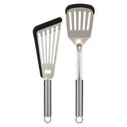 COOK'S ESSENTIALS Pfannen- und Fischwender 2tlg. Set mit Silikonrand