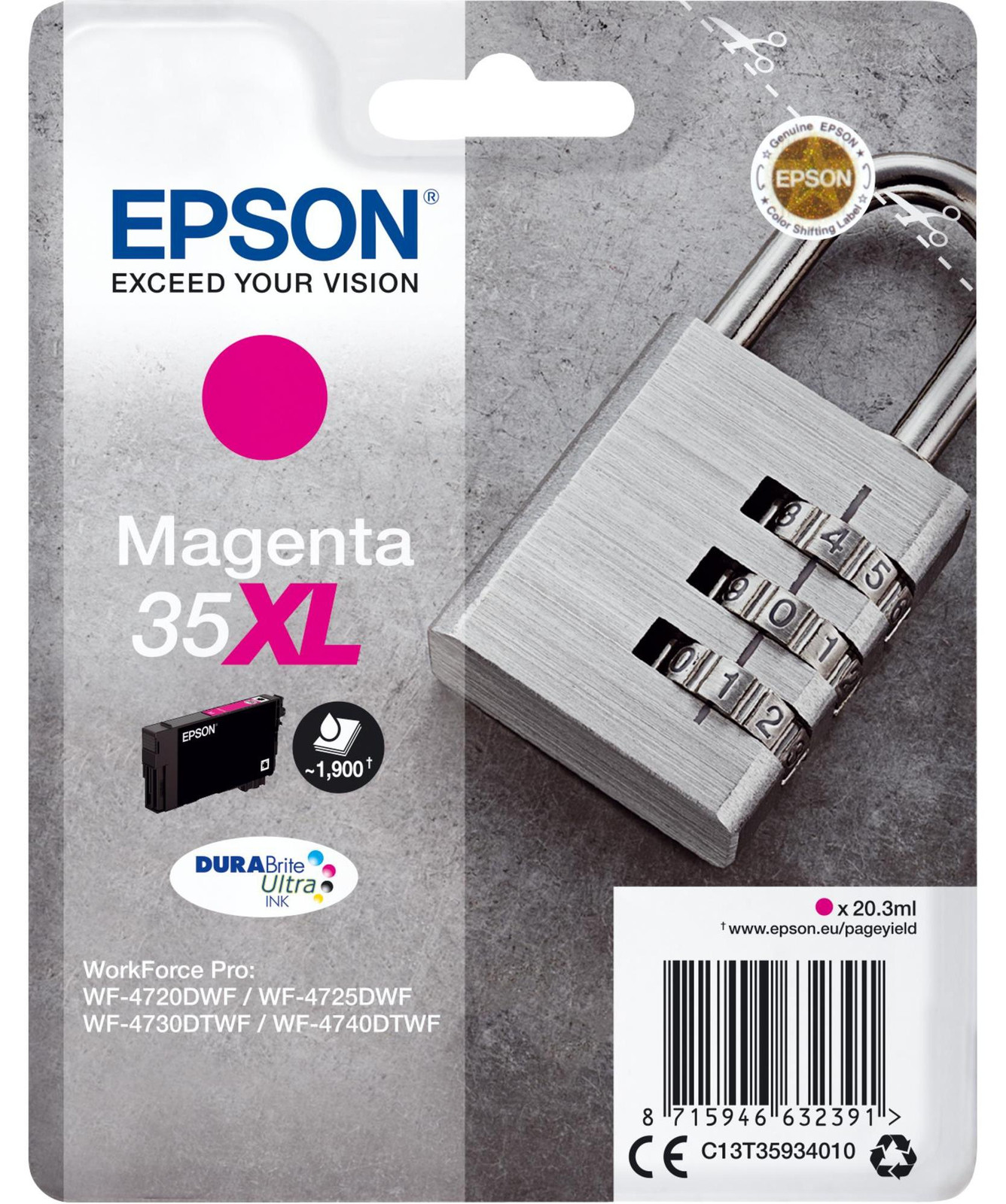 Epson C13T35934010 DURABrite Ultra Ink 35 XL Tintenpatrone Magenta