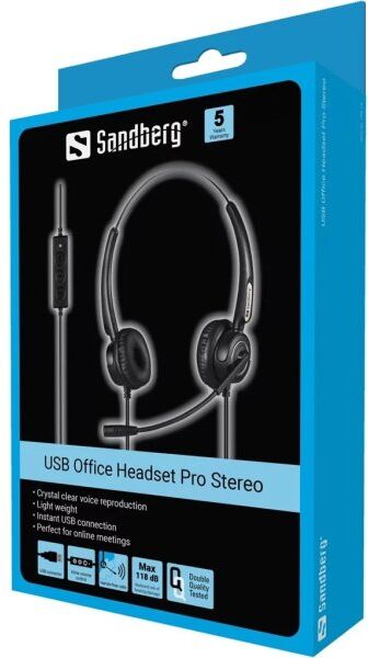 Sandberg Usb Office Headset Pro Stereo, Sort