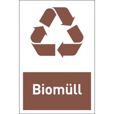 Design-Recyclingschild: Biomüll, Folie selbstklebend, 150 x 100 mm - 100x150 mm Folie selbstklebend