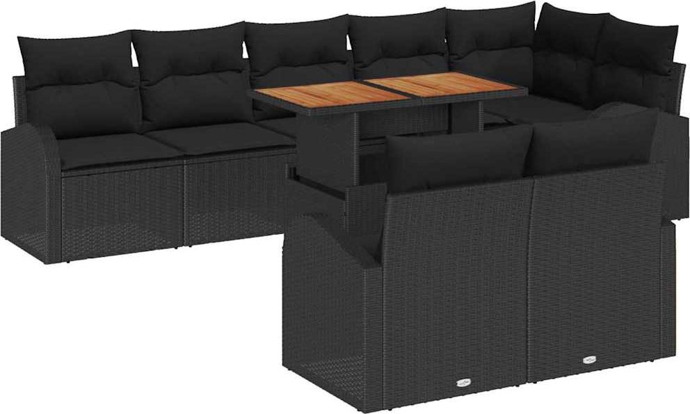 vidaXL Garten-Sofa-Set 9 stk. Schwarz