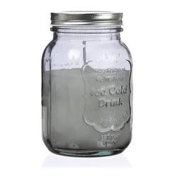 MARELIDA Duftkerze Citronella im Glas mit Deckel grau Echtwachs Outdoorkerze