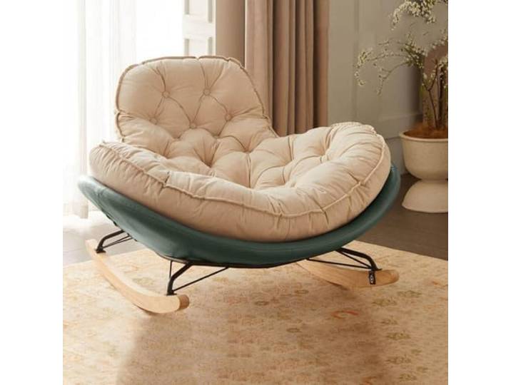 HBSSP Relax-Schaukelstuhl Gepolsterter Übergroßer Schaukelstuhl Große Loungesessel Mit Gepolsterter Sitzfläche for Wohnzimmer Und Schlafzimmer(Green)