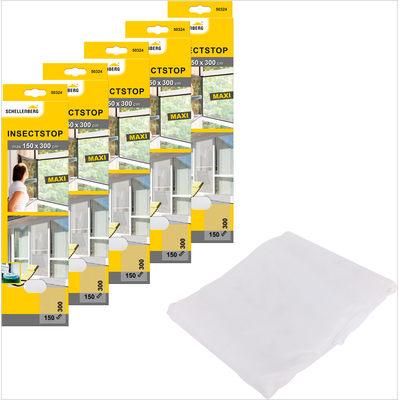 Fliegengitter-Gewebe SCHELLENBERG "Maxi für große Fenster", weiß (rahmen: weiß gewebe: weiß), B:150cm H:300cm, Insektenschutzgitter, Insektenschutz und Mückenschutz, 150 x 300 cm, anthrazit und weiß
