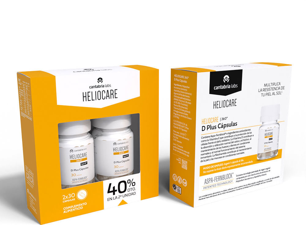 Cantabria Labs Heliocare 360° D Plus gélules orales, boîte de 2 x 30 unités