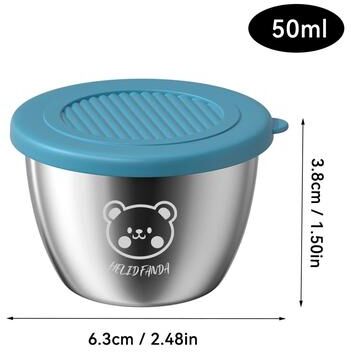 Uplift Picks Stainless Steel Sauce Container With Lid Leak Proof Mini Dipping Dish blue