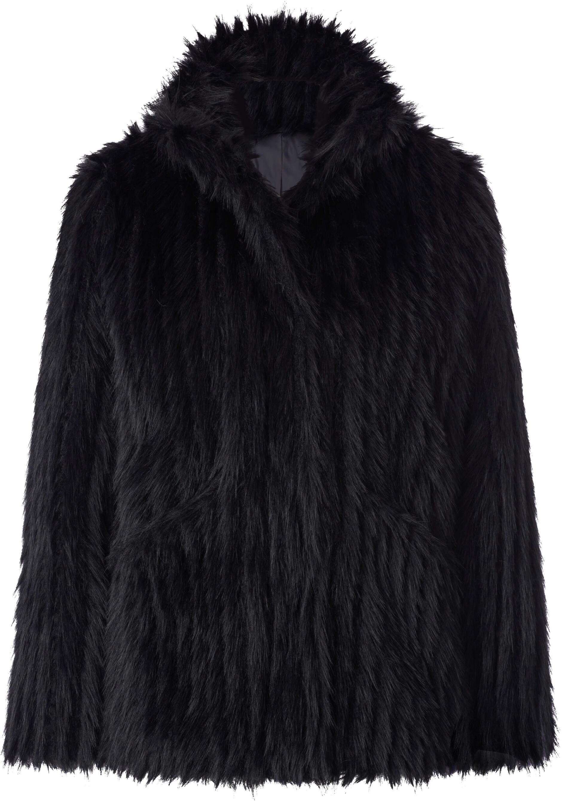 Allwetterjacke MAINPOL "Fellimitat-Jacke Fellimitatjacke mit verdecken Druckkknöpfen", Damen, Gr. 44, schwarz, Kunstfell, , Elegant, Jacken Allwetterjacke