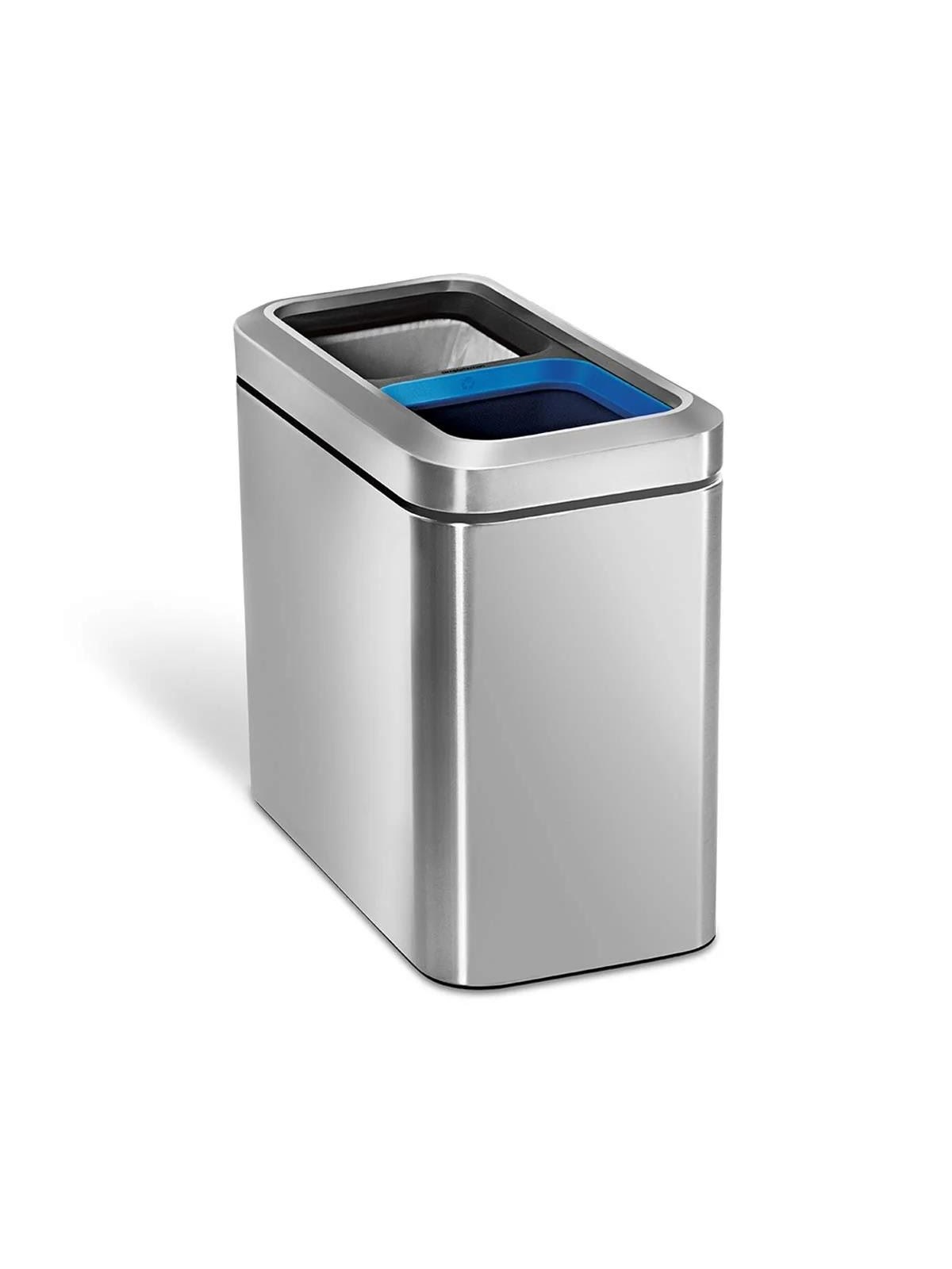 Simplehuman 20L (10/10), schlanker offener Recycler, gebürsteter Edelstahl