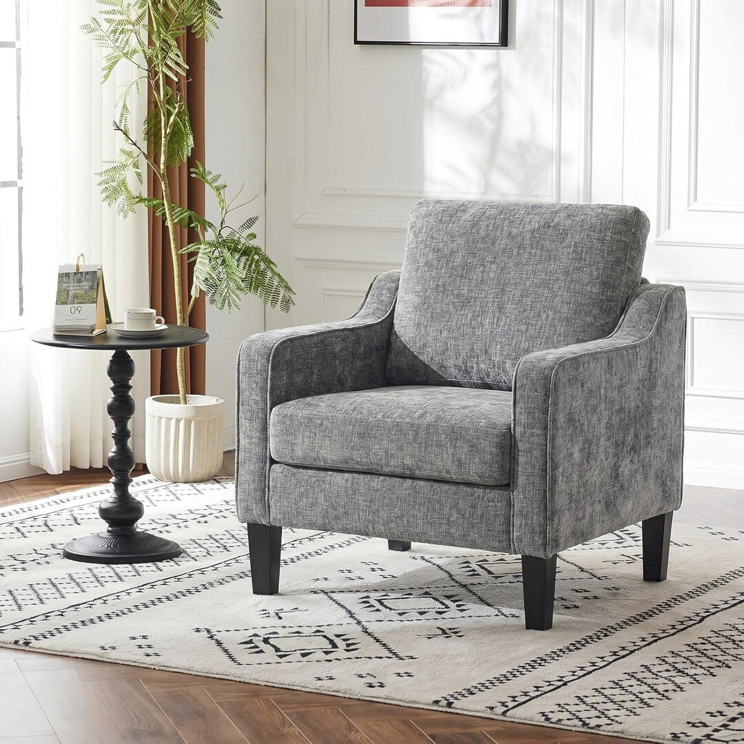 Inbox Zero Xxy0272ca-kd Mid-century Modern Accent Armchair Grey 90cm H X 75cm W X 71cm D
