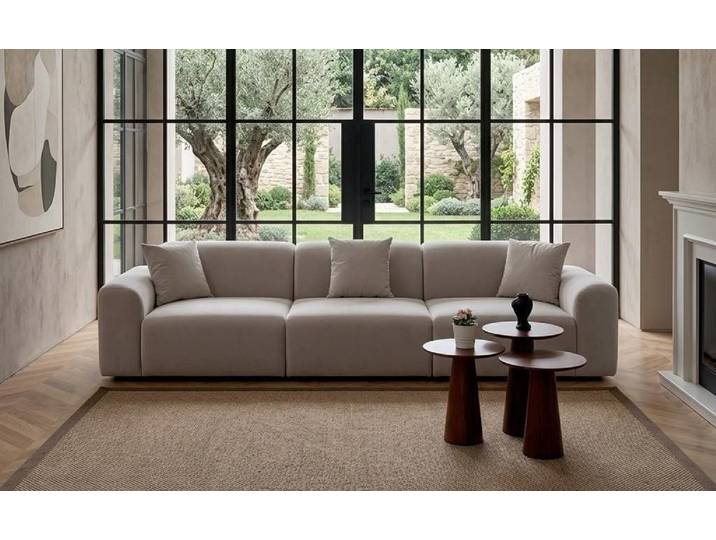JVmoebel Big-Sofa Wohnzimmer Sofa Moderner Stil Beige Lang Entspannend Komfortabel, 3 Teile, Made in Europa