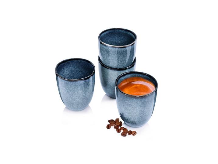Sänger Kaffeebecher SET Darwin - 4 teilig aus Steingut (180 ml), Blau, kratzfest, Geschirr, Tassen, Kaffeebecher