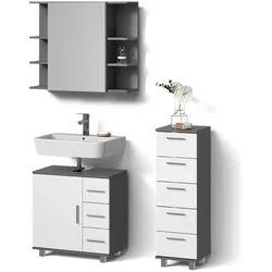 BADMÖBEL-SET Eisak, Anthrazit, 3-teilig