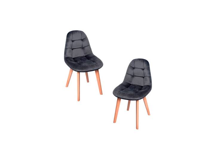 2er Set Kelen Samt Stühle - Gris dunkel