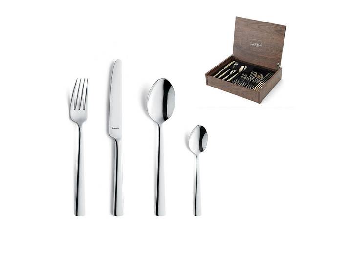 Amefa Besteck-Set MODERNO (24-tlg), 6 Personen, Edelstahl Rostfrei 18/10, spülmaschinenfest, hochglanzpoliert