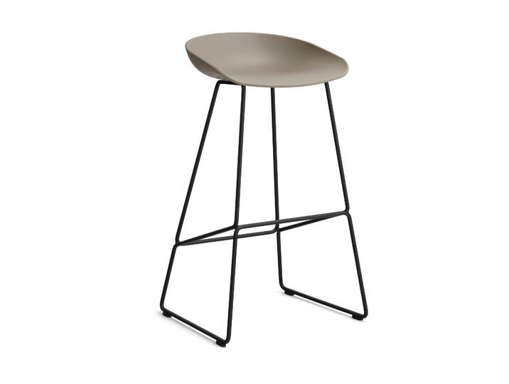 HAY About a Stool 38 High Barhocker 2.0 Khaki-schwarzes Stahlgestell