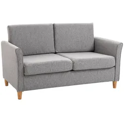 MODFU Zweisitzer-Sofa Leinen Hellgrau mit Vollholzrahmen, abnehmbare Bezüge, 119 cm Sitzfläche