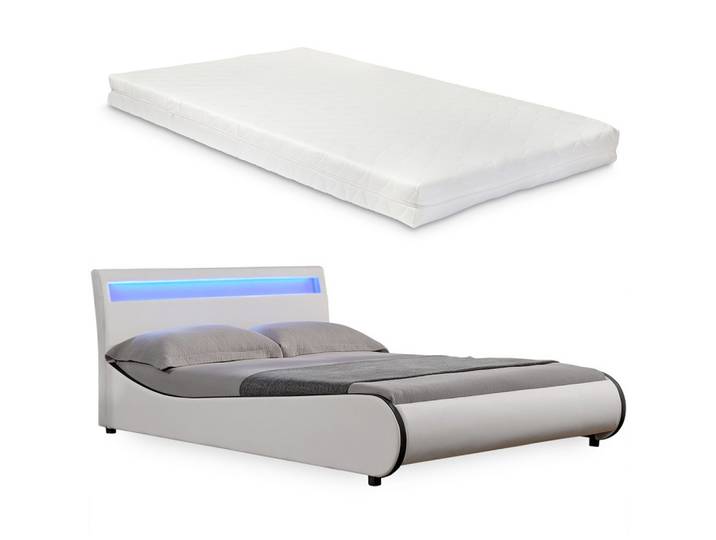 POLSTERBETT Valencia mit Matratze und LED-Beleuchtung